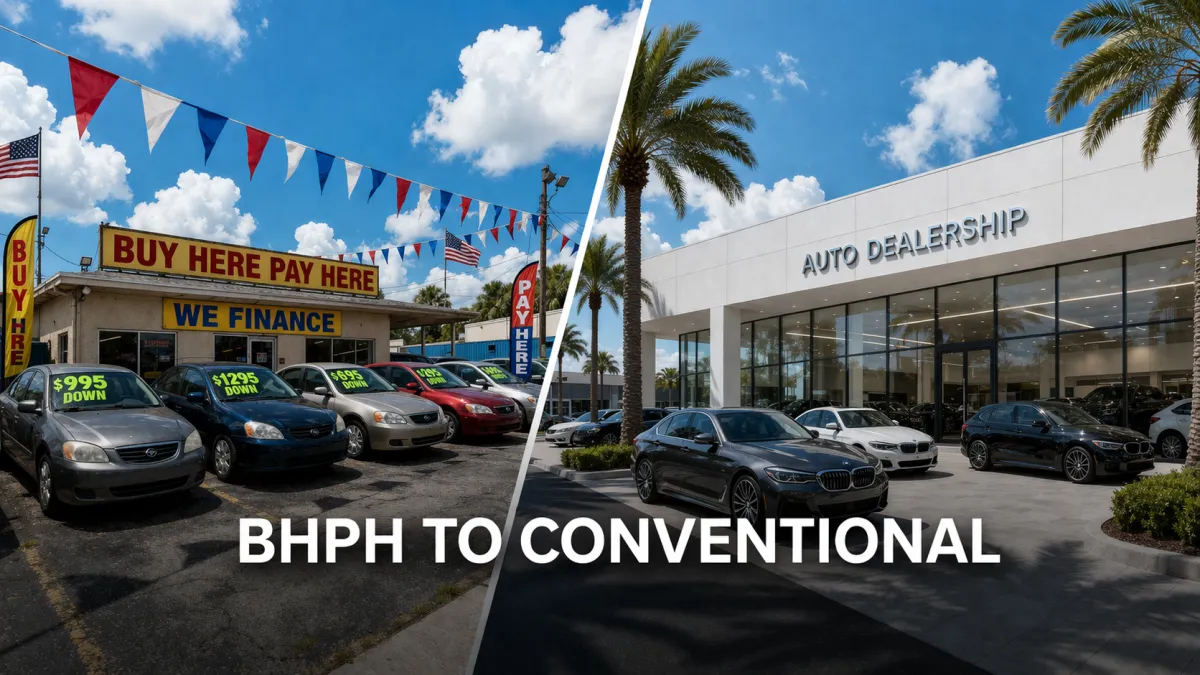 Florida car buyer transitioning from BHPH to conventional auto financing